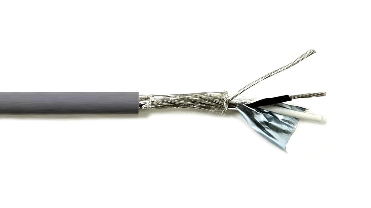 AMESB 22AWG 2C Shielded Cable Wire (UL2464) - Flexible Str TC, PVC Ins, OS+Drain+TC BRD, PVC JKT for CNC Machine, Stepper Motor, VFD Spindle