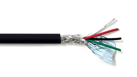 AMSB 20AWG 4C Shielded Cable Wire (UL2464) - Highly Flexible Str TC, PVC Ins, OS+TC BRD, PVC JKT for CNC Machine, Stepper Motor, VFD Spindle