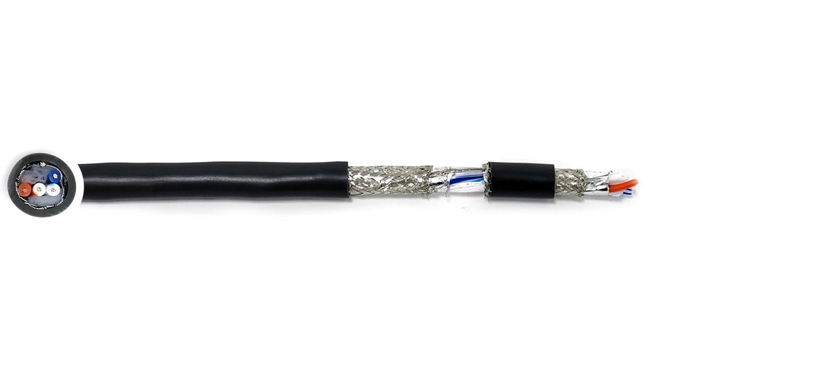 RS-485 24AWG 2Pr Shielded Cable - Equal to Belden 9842, Str TC, PE Ins, OS+Drain+TC BRD, PVC JKT, 120 ohm for Low Voltage Analog Signals/Digital Control