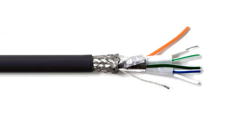 RS-485 24AWG 2Pr Shielded Cable - Equal to Belden 9842, Str TC, PE Ins, OS+Drain+TC BRD, PVC JKT, 120 ohm for Low Voltage Analog Signals/Digital Control