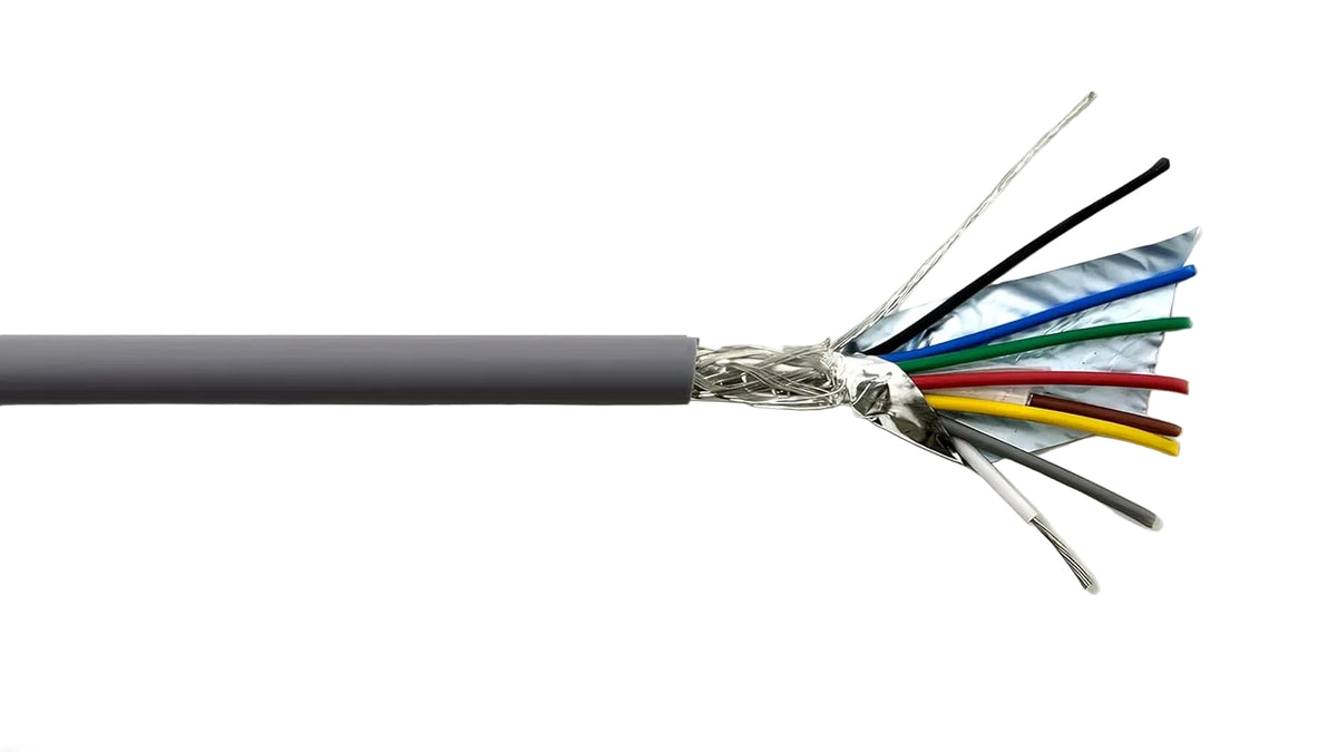 AMESB 20AWG 8C Shielded Cable Wire (UL2464) - Flexible Str TC, PVC Ins, OS+Drain+TC BRD, PVC JKT for CNC Machine, Stepper Motor, VFD Spindle