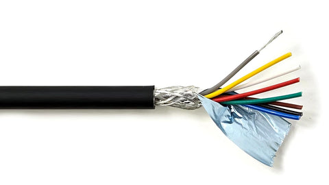 AMSB 20AWG 8C Shielded Cable Wire (UL2464) - Highly Flexible Str TC, PVC Ins, OS+TC BRD, PVC JKT for CNC Machine, Stepper Motor, VFD Spindle